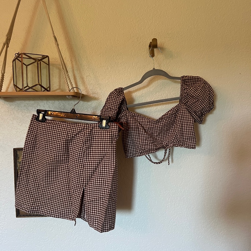 MOTEL ROCKS Brown Checkered Set